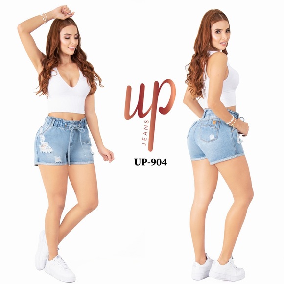 Colombian Butt Lifter Elastic Waist Short In Denim Blue - Picture 1 of 12